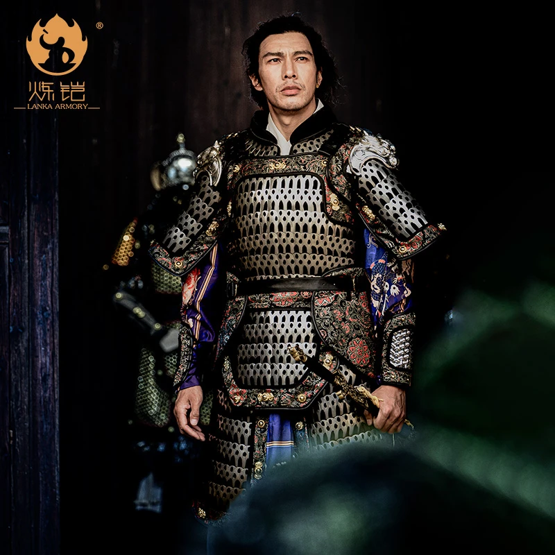 炼铠锦缎扎甲盔甲中国甲胄cos服饰温陈华工作室分体炸甲将军铠甲