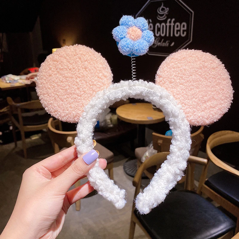 非金属发饰 米奇小花毛绒耳朵卖萌发饰头圈发饰洗漱发箍发箍洗脸