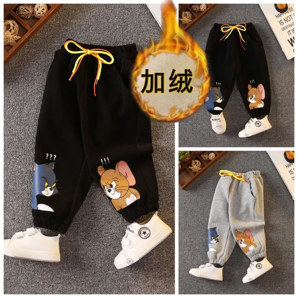 新款秋冬加绒棉质男女童韩版休闲运动加绒裤宝宝长裤裤子棉裤