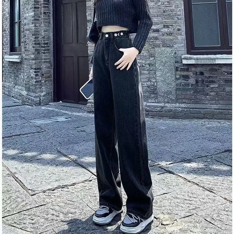 链接4瑕疵撤柜女牛仔裤杂款牛仔裤拖地裤宽松直筒高腰裤无险险