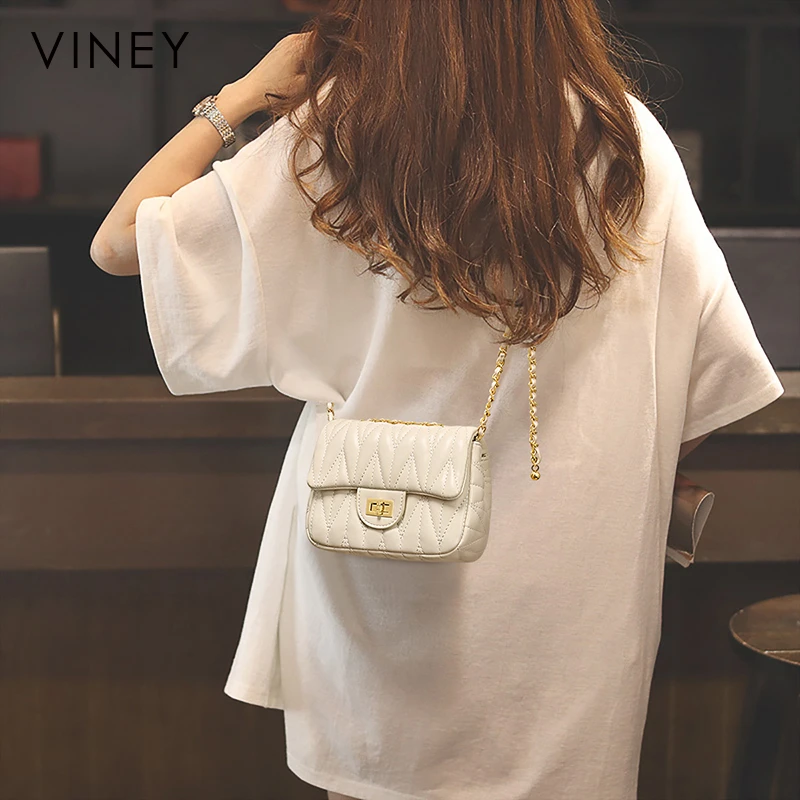 Viney包包女斜挎包2024新款高级感百搭腋下链条包夏季菱格单肩包