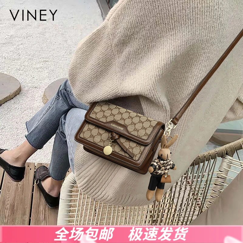 Viney包包女2025款洋气单肩复古斜挎小方包生日礼物送女友送老婆