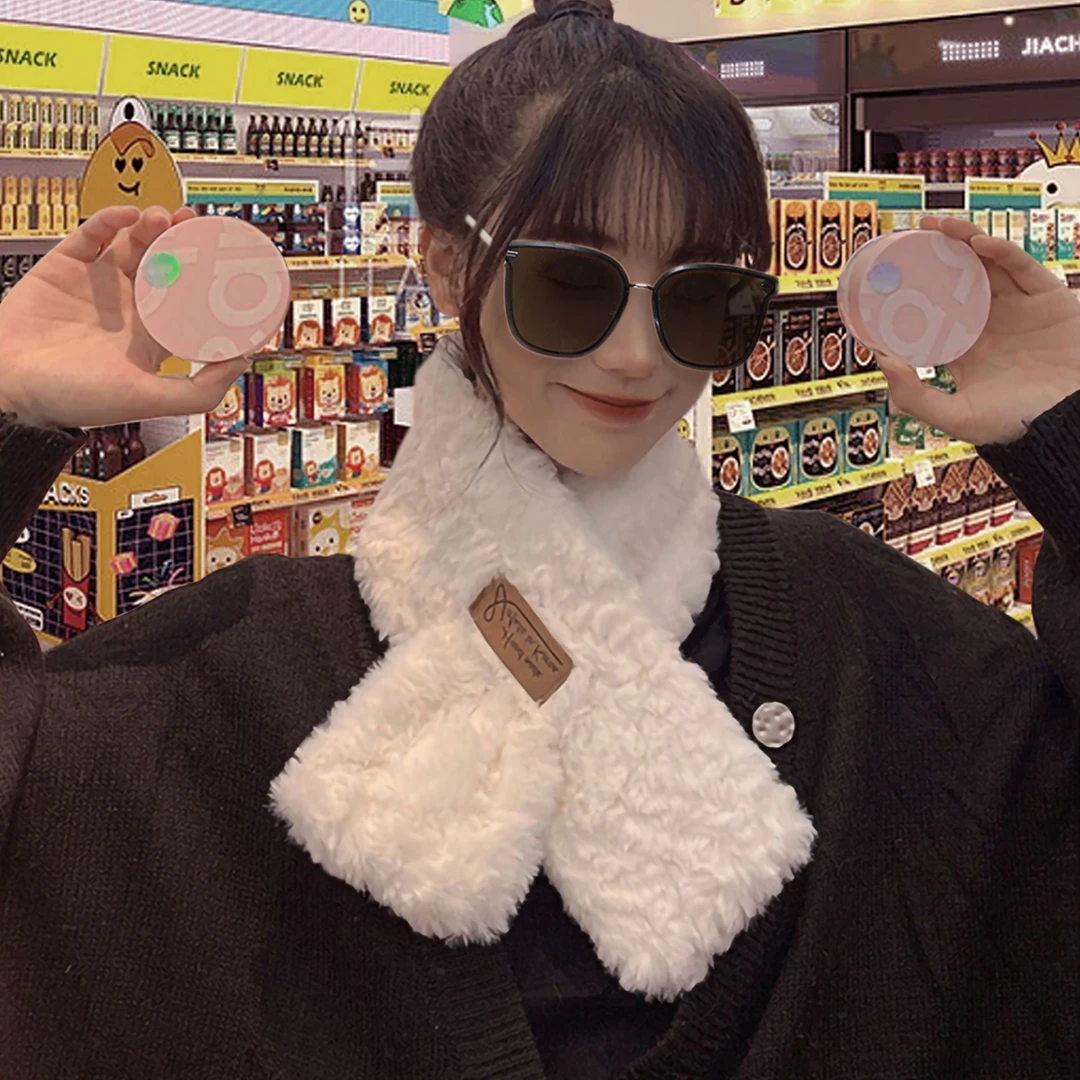 Viney围巾女款秋冬季2025新款时尚加厚保暖围脖学圣诞系毛绒披肩