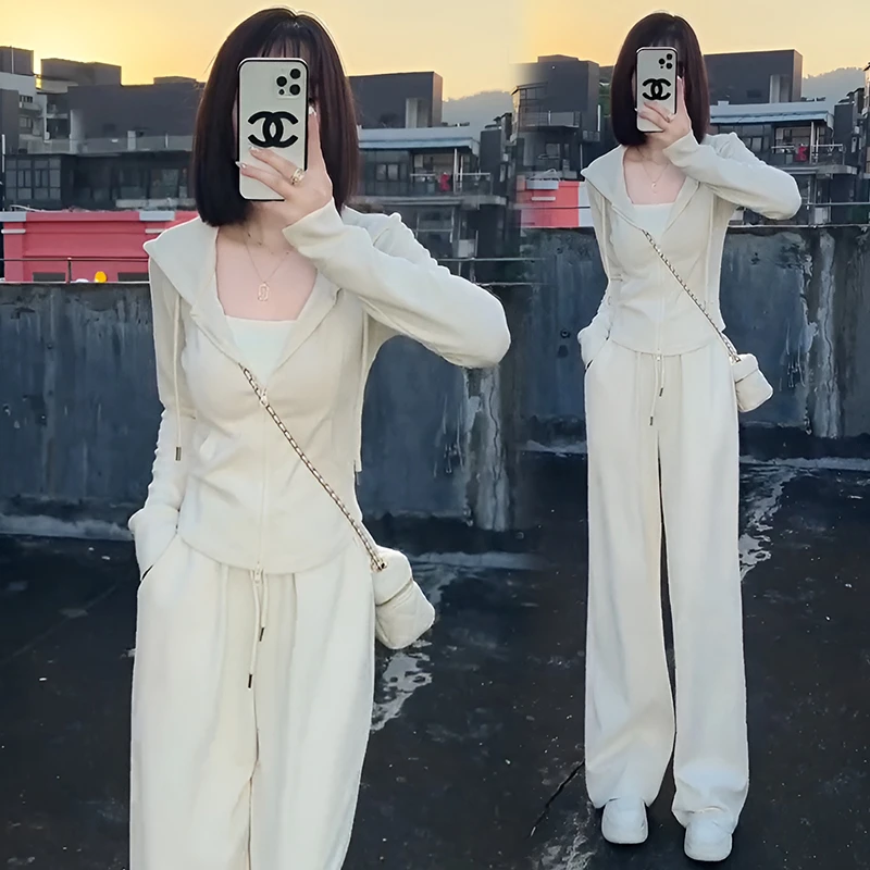 休闲运动套装女洋气卫衣外套显瘦穿秋季薄外套韩系气质穿搭两件套