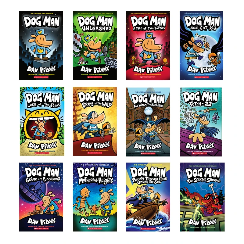 学乐神探狗狗dog man全12册（AR2-3）正版儿童英文原版故事漫画书