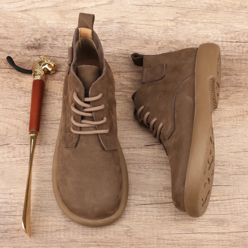 秋季男士复古马丁靴男款2024新款中帮英伦风软底软头层牛皮靴子男