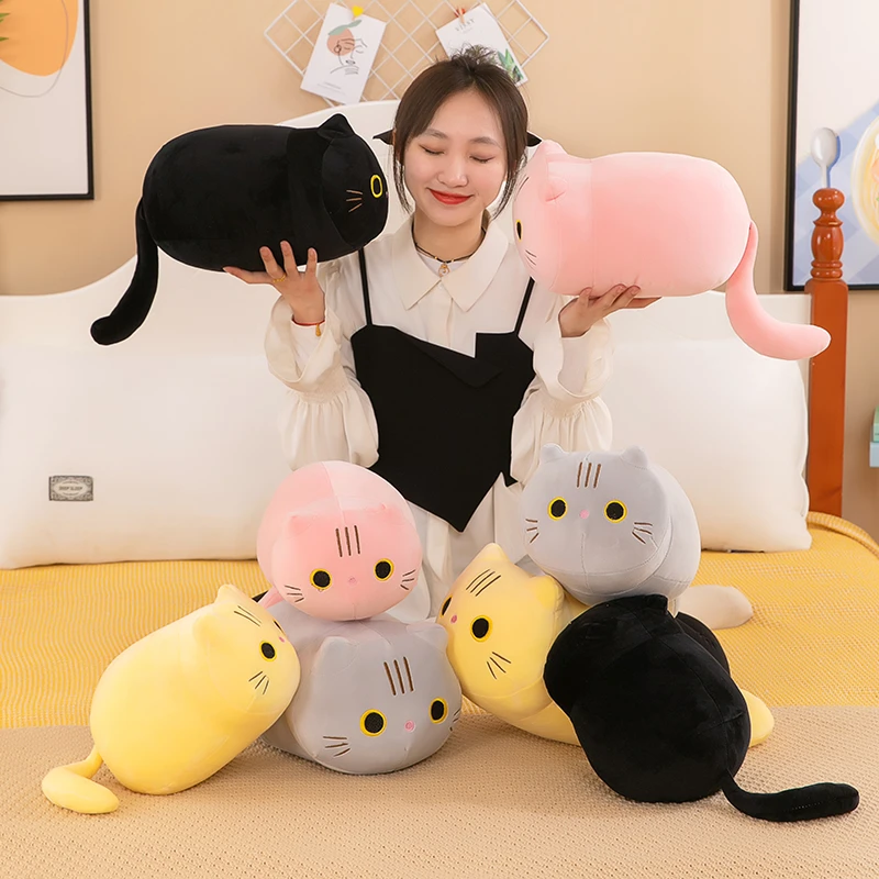 可爱胖胖猫咪毛绒公仔软萌猫布娃娃玩偶儿童安抚圆柱抱枕生日礼物