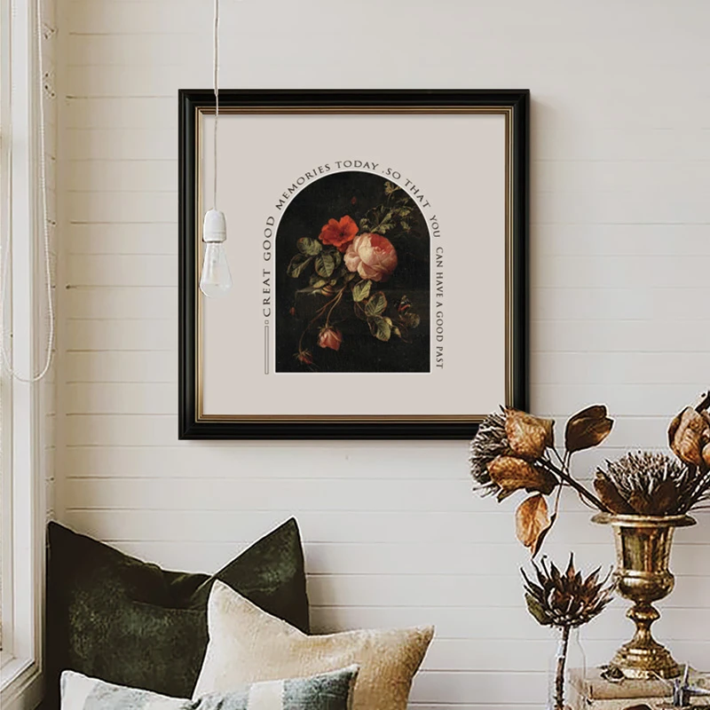 vintage中古挂画 法式轻奢复古装饰画美式餐厅客厅玄关拱形油布画