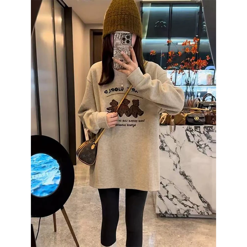 秋冬慵懒松弛感套头圆领长袖卫衣女HQ9011