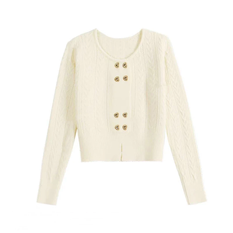 复古针织开衫韩版设计感小众气质减龄上衣外搭小香风