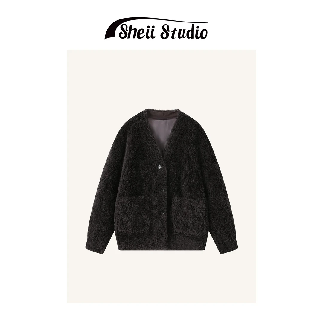 【sheii苏茵茵】100%"绵羊毛雅丹风贵气富婆感宽松慵懒外套Z4481301