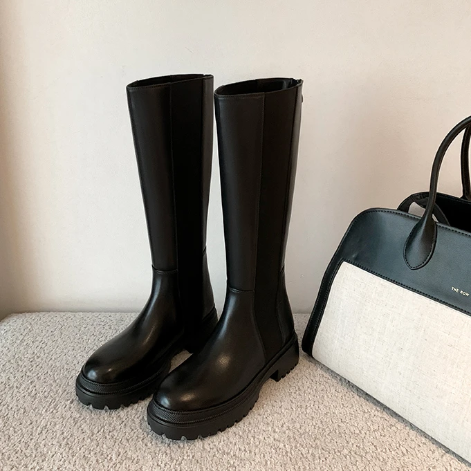 【sheii苏茵茵】米兰靴~饮奶牛弹力中高筒长靴女骑士靴子E4315001