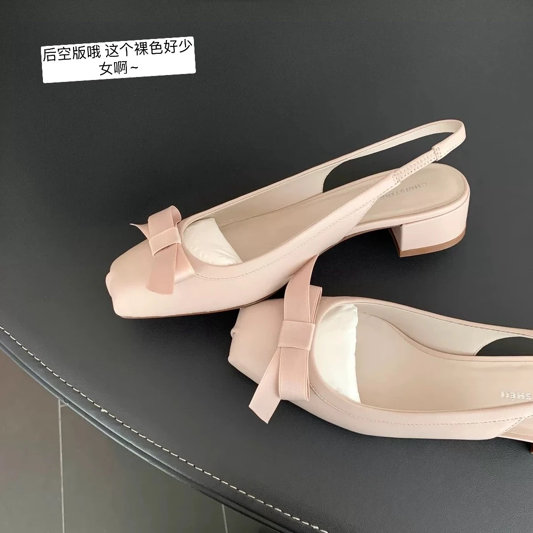 【sheii苏茵茵】红底少女~猪鼻子蝴蝶结芭蕾单鞋女凉鞋E4101072