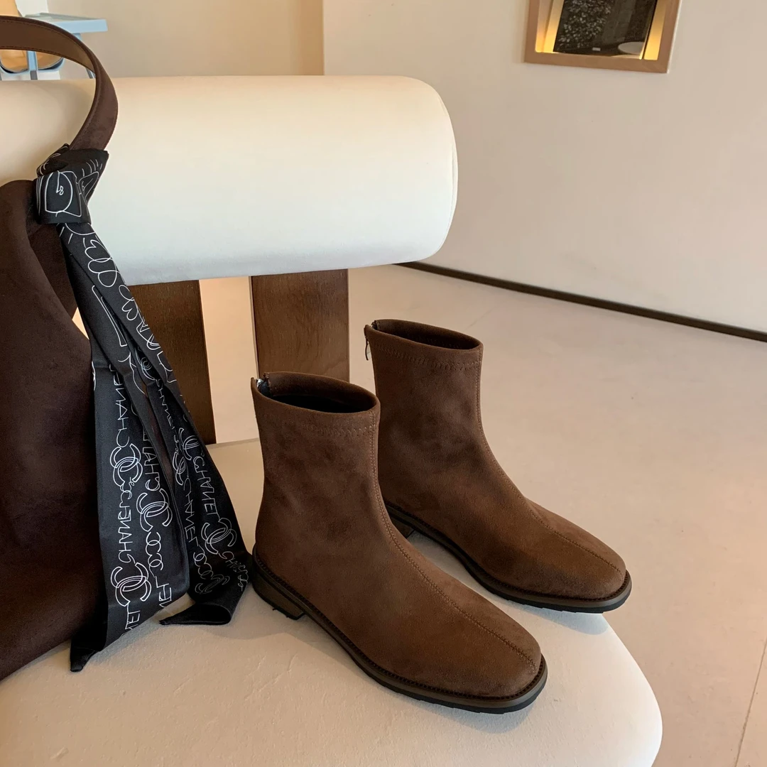 【苏茵茵sheii】首尔秋日~方头粗跟弹力短靴女瘦瘦袜靴裸靴E4314318