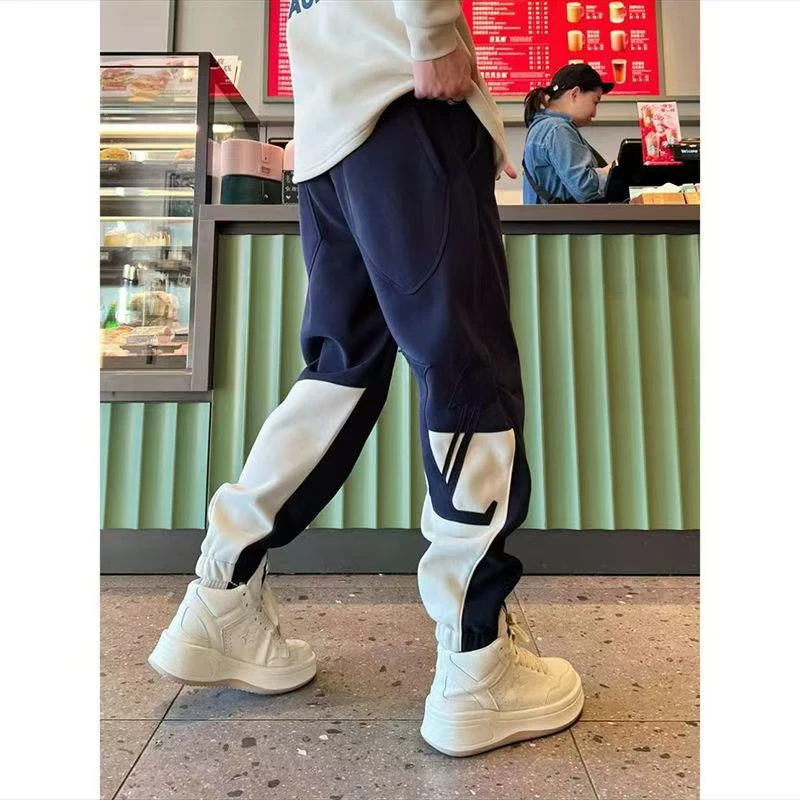 DB 男装冬季新款加绒加厚休闲裤男轻奢潮牌洋气卫裤情侣款9528