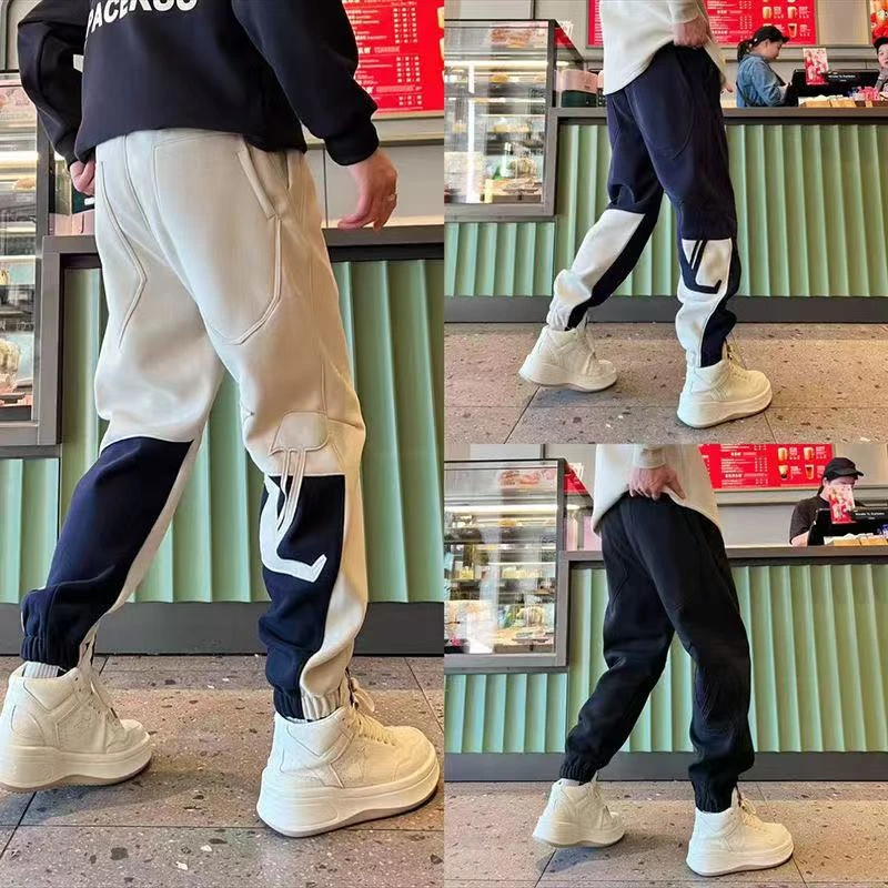 DB 男装冬季新款加绒加厚休闲裤男轻奢潮牌洋气卫裤情侣款9528