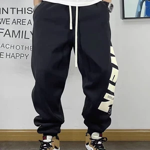 男士秋季休闲裤时尚百搭潮流印花字母卫裤宽松束脚哈伦裤青春抽绳