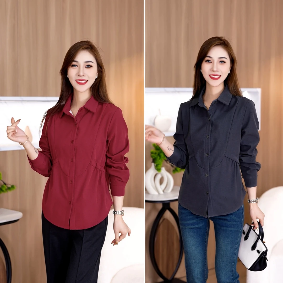 【细密白绒】女长袖大码中年加厚宽松显瘦遮肉遮肚子百搭收腰衬衫