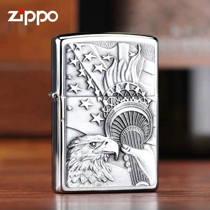 zippo打火机自由火炬鹰官方正品专用煤油防风送男友专属定制礼物