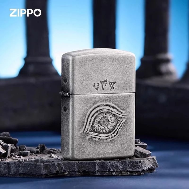 Zippo打火机芝宝原装煤油火机仿古银雕刻凝视送男友礼品银色经典