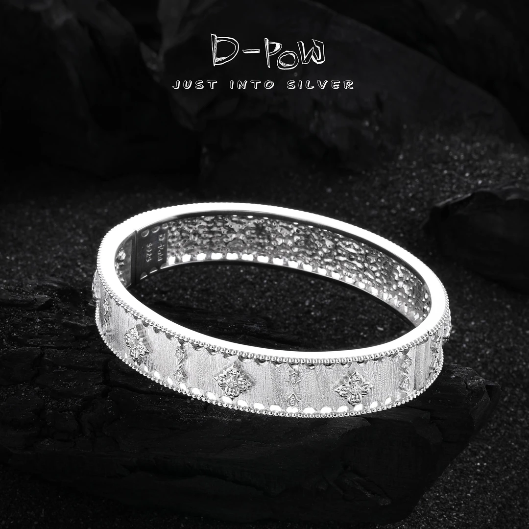 灯小炮 925银合成锆石手镯 【布契风】伊妮弗朗高定菱朵手镯（7539）