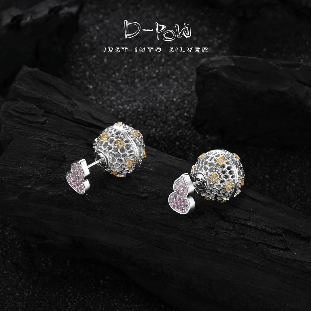 灯小炮 925银合成锆石耳饰 布契风蕾丝小可爱前后耳钉（7716） 设计