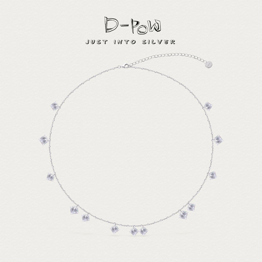 灯小炮 坠链均925银合成锆石 项链（47cm）（8258）气质轻奢时尚百搭