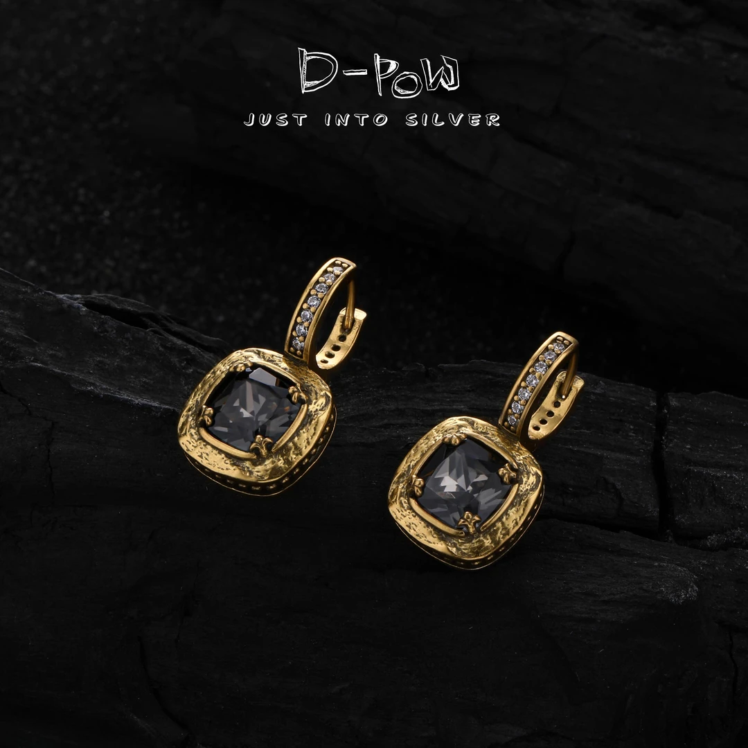 灯小炮 925银合成锆石耳饰 手工卷草中古冰糖宝藏石耳扣（6651）