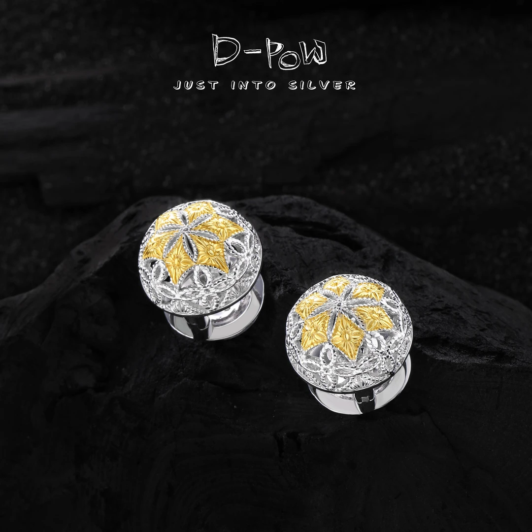 灯小炮 925银耳饰 手工蕾丝宝相星古法纹高定耳扣（5530）轻奢小众