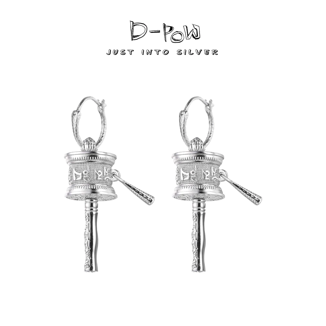 灯小炮 925银耳饰 转经筒耳坠（8079）气质轻奢百搭简约小众精致