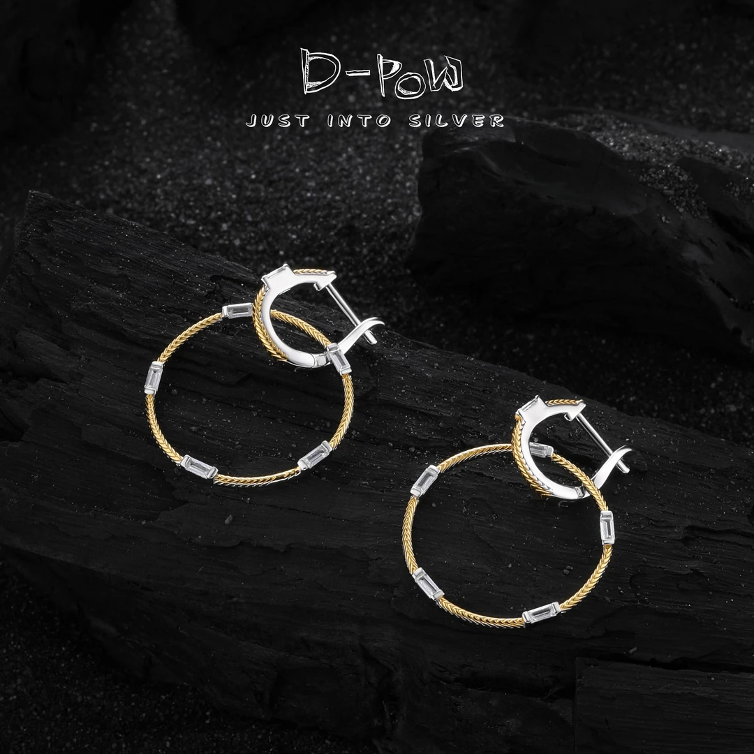 灯小炮 925银合成锆石耳饰 耳圈（7718） 设计轻奢气质百搭简约