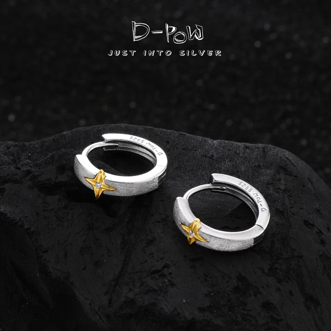 灯小炮 925银合成锆石耳饰 光芒星点镶耳扣（5337）轻奢气质简约