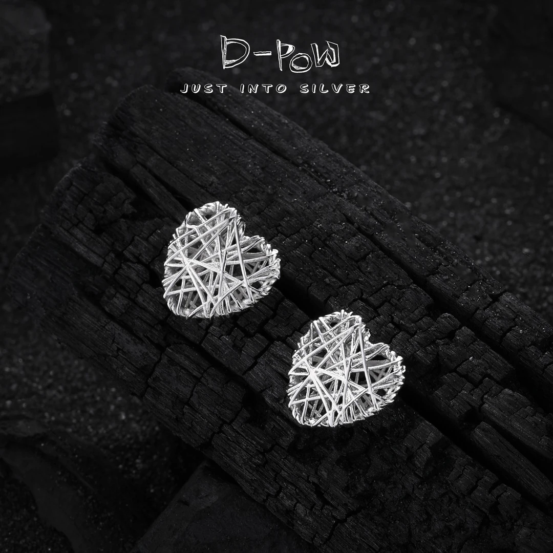 灯小炮 925银耳饰 冰晶小白桃蕾丝耳钉（7903）气质轻奢百搭复古