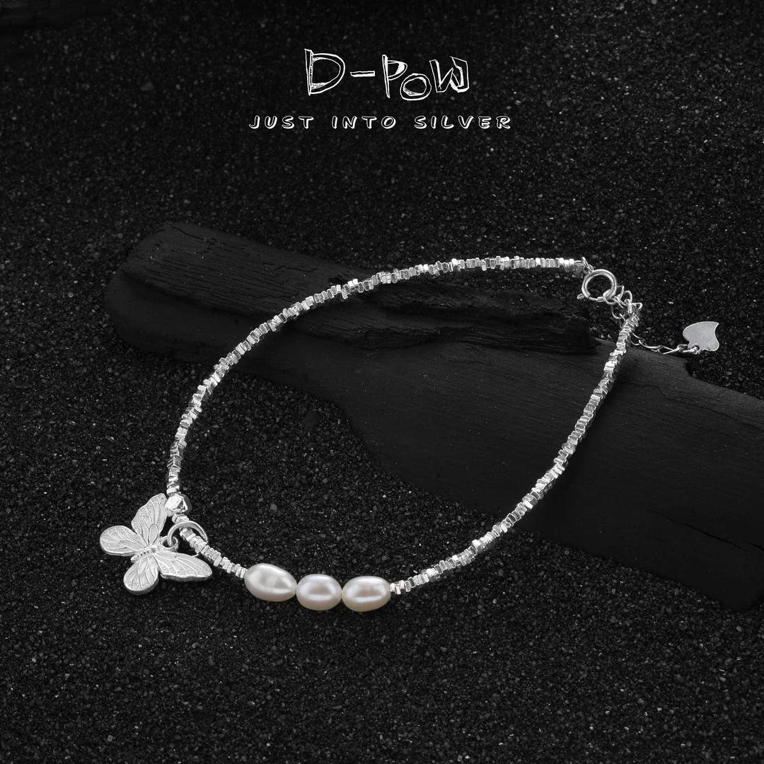 灯小炮 坠链均925银仿珍珠 蝴蝶项链（7593）气质轻奢时尚百搭简约