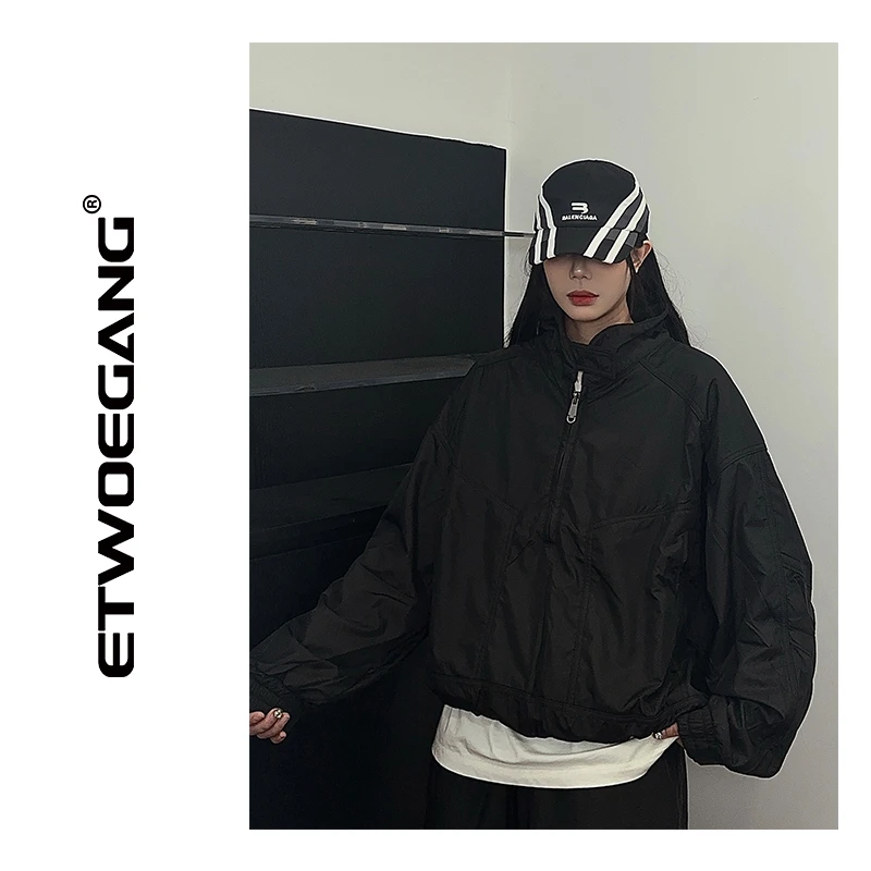 ETWOEGANG【巴黎秀场】潮牌秋冬保暖冲锋夹克半拉链外套宽松外套