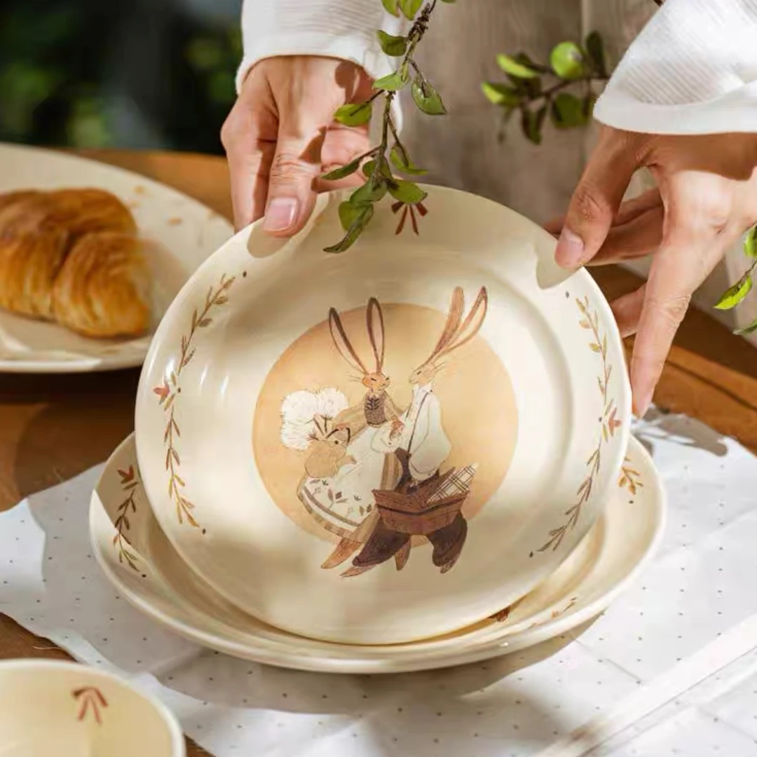 复古兔9英寸陶瓷深盘