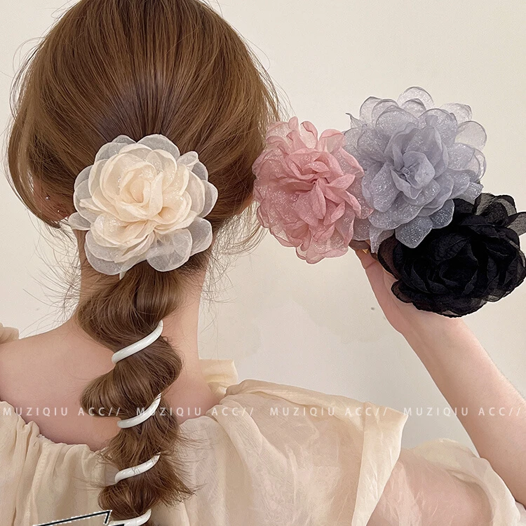 烟雨江南~超仙花朵电话线发圈头绳女生泡泡辫编发神器2024年新款