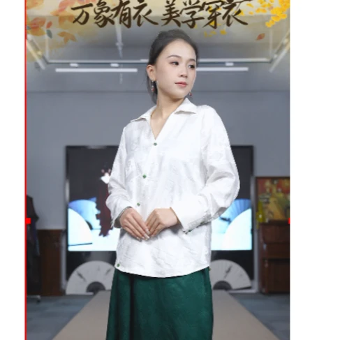 【万象有衣】原创-高端女装设计师款有领衬衫5525