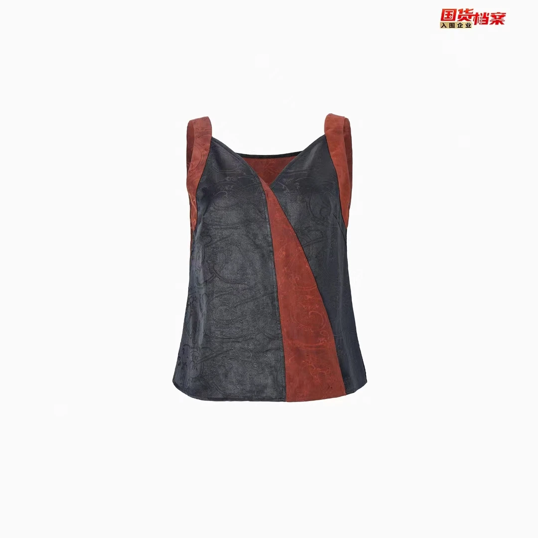 【万象有衣】双色绫-原创设计师款香云纱短吊带-6946