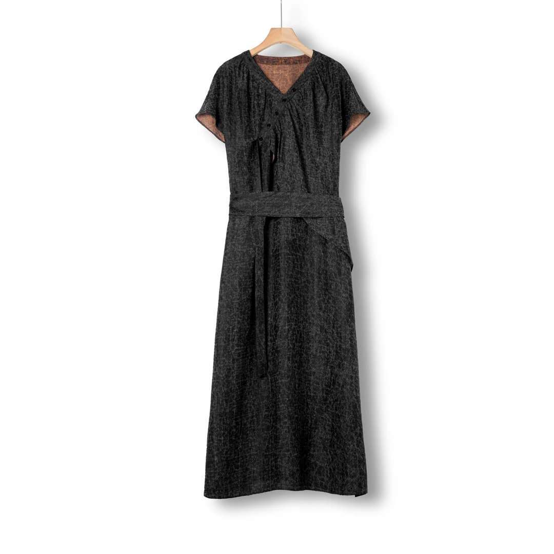 【云纱上品】香云纱老料莨纱龟设计师款中国风香云纱休闲裙-1125