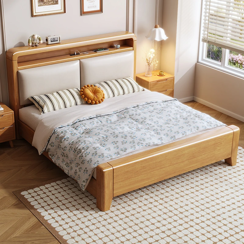 实木床全实木现代简约双人主卧1.8米双人床工厂直销1.5米单人床
