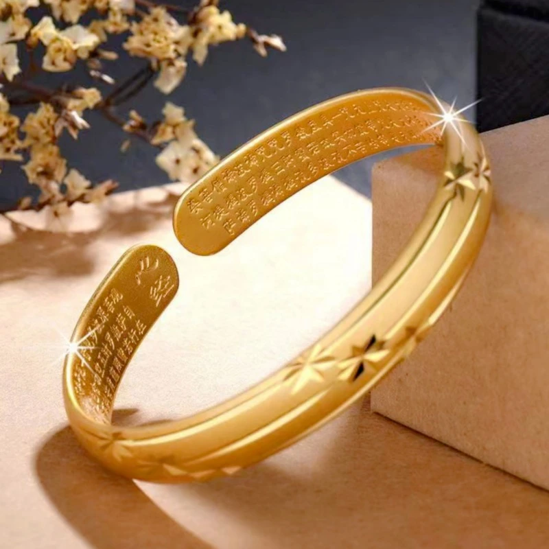 铜合金手镯 【高定】满天星手镯复古百搭金色光面可调节时尚