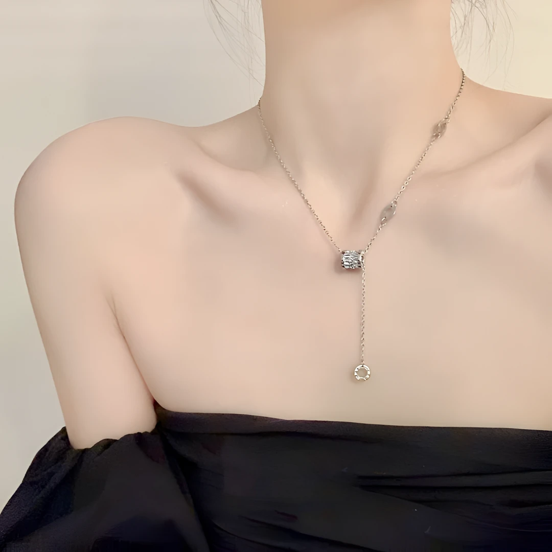 吊坠足银 【老张银饰】小蛮腰长款毛衣项链2024新款轻奢坠链气质