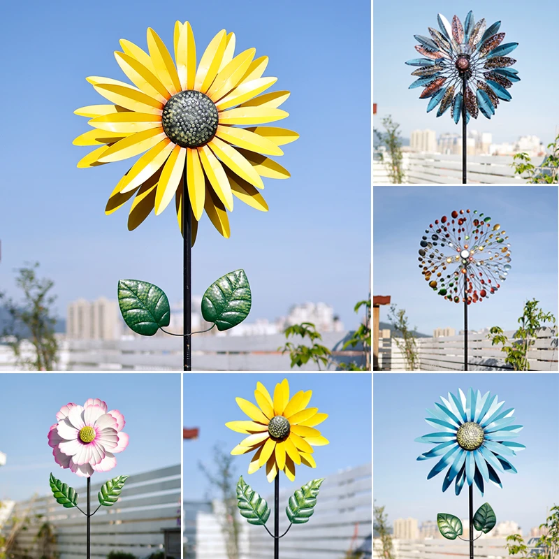 花园阳台装饰铁艺风车旋转民宿创意园艺别墅摆件庭院户外布置造景