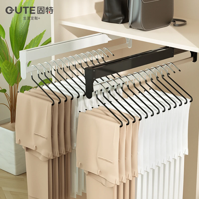 固特裤架伸缩滑轨多功能抽拉裤抽衣柜内置家用收纳挂裤子五金配件