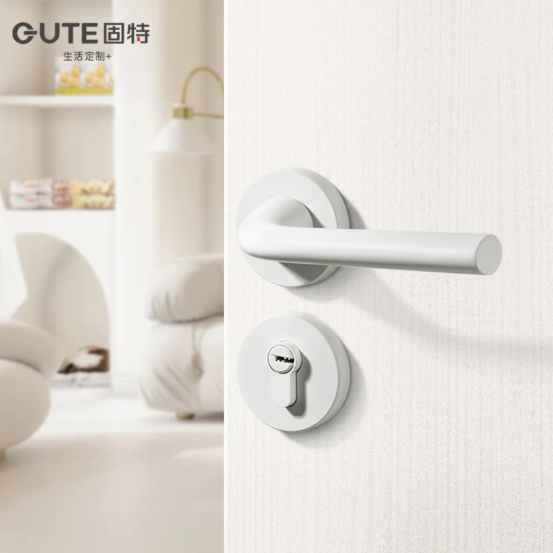 固特奶油风门锁卧室室内执手锁卫生间木门极简房门锁家用分体锁具