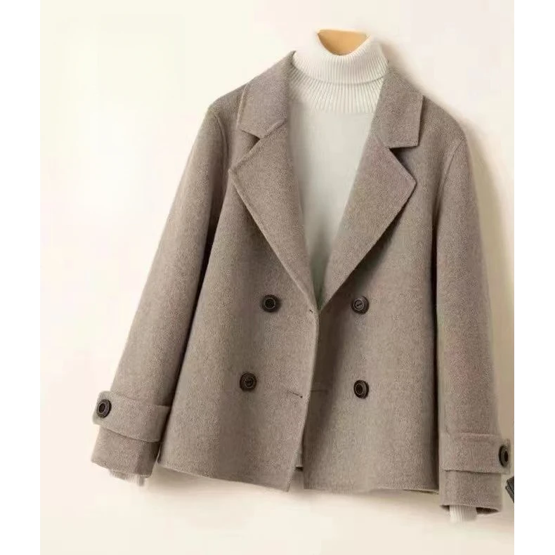 2024年小香风气质小众宽松显瘦百搭外套女短款双面呢大衣外穿时尚