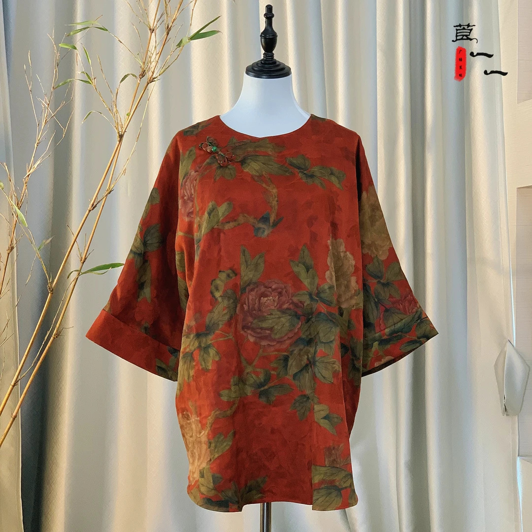 【诗霜】复古国风重磅香云纱休闲时尚新中式桑蚕丝上衣