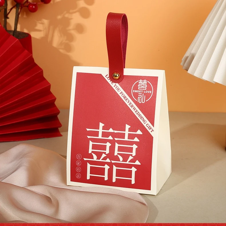 结婚喜糖盒订婚回礼手提款卡通纸盒包装盒婚礼高级感伴手礼喜糖袋