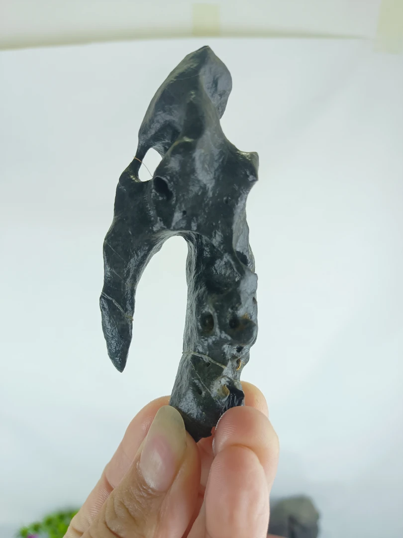 墨太湖石盆景附树石